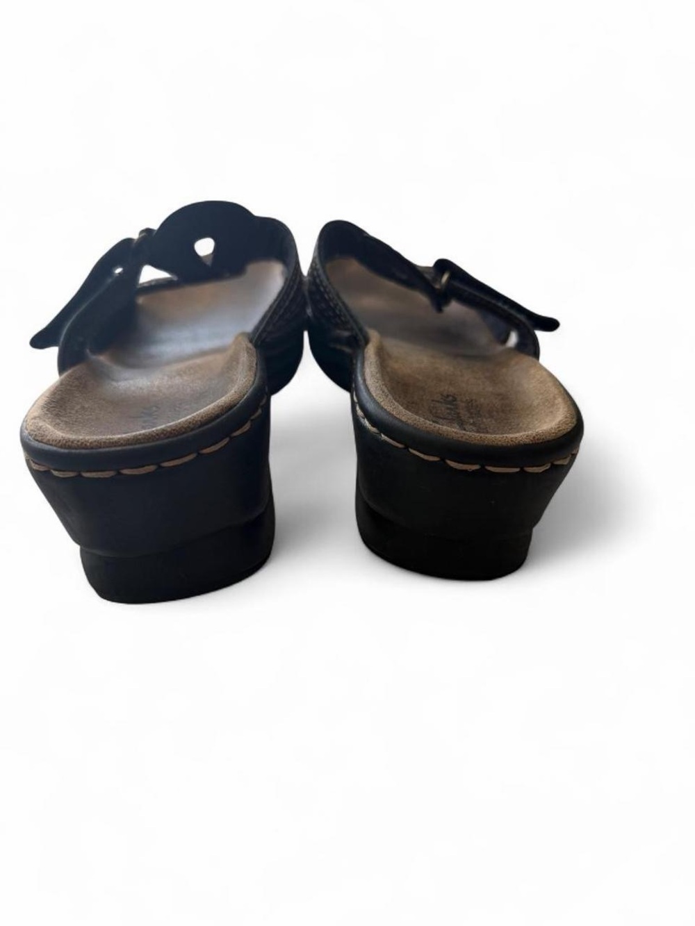 Clarks Bendables Women’s Leather Comfort Wedge Sandals Brown Black Size 7.5 M - Picture 6 of 9